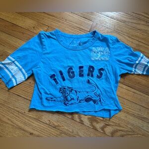 vintage PINK Victoria's Secret Blue 'Tigers' Graphic Crop Tee